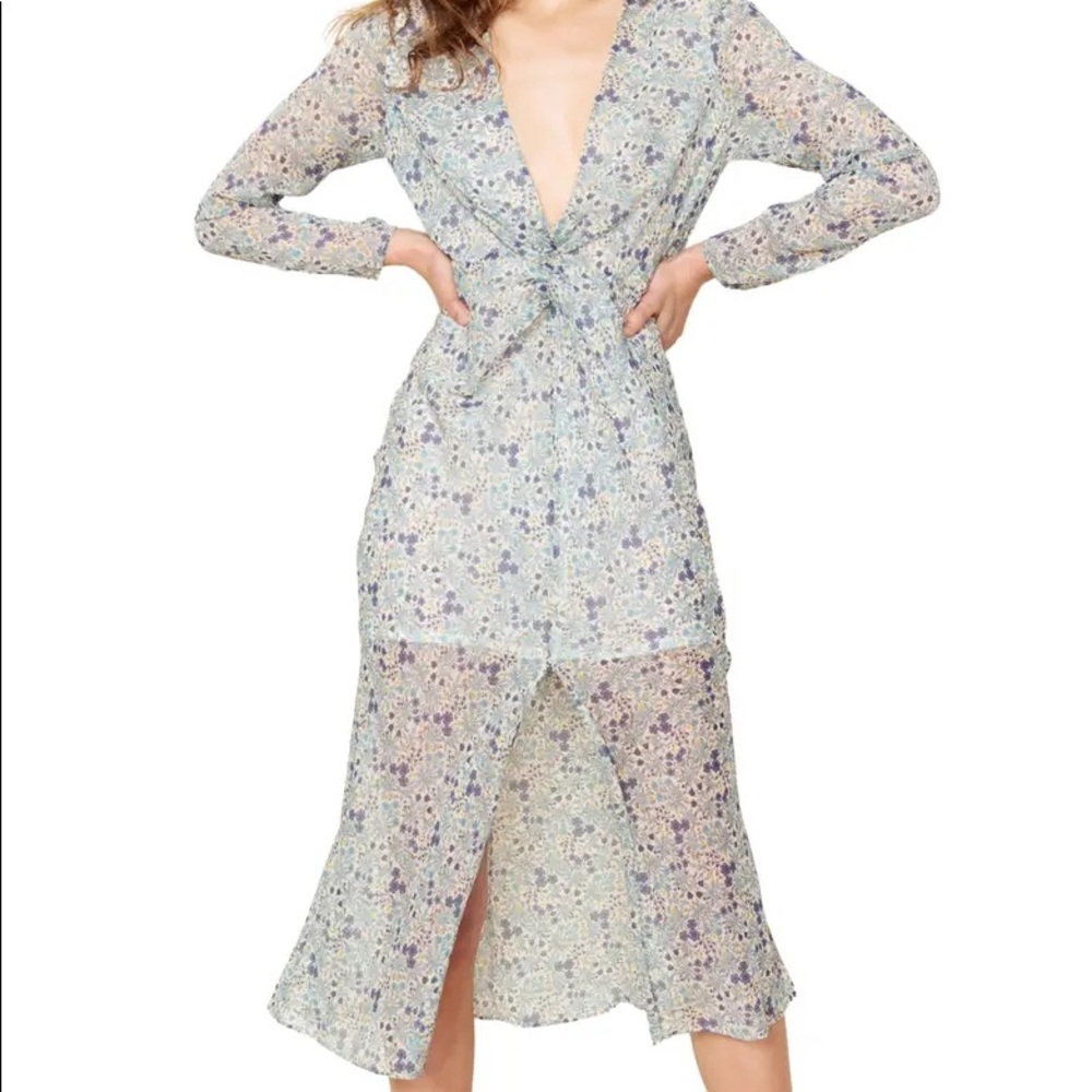The East Order Serena Floral Print Midi Dress